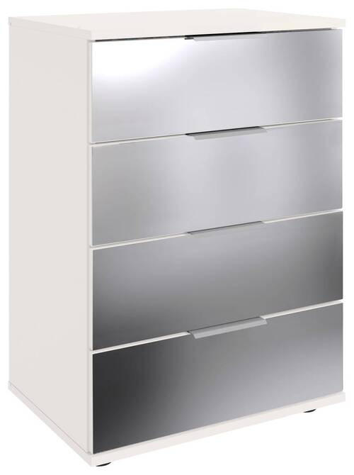 NACHTKÄSTCHEN 52/74/38 cm  in Klar, Alufarben, Weiss  - Klar/Weiss, Modern, Glas/Holzwerkstoff (52/74/38cm) - MID.YOU