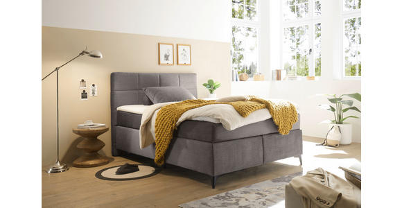 BOXSPRINGBETT 140/200 cm,  in Graubraun  - Graubraun/Schwarz, Design, Holzwerkstoff/Kunststoff (140/200cm) - Xora