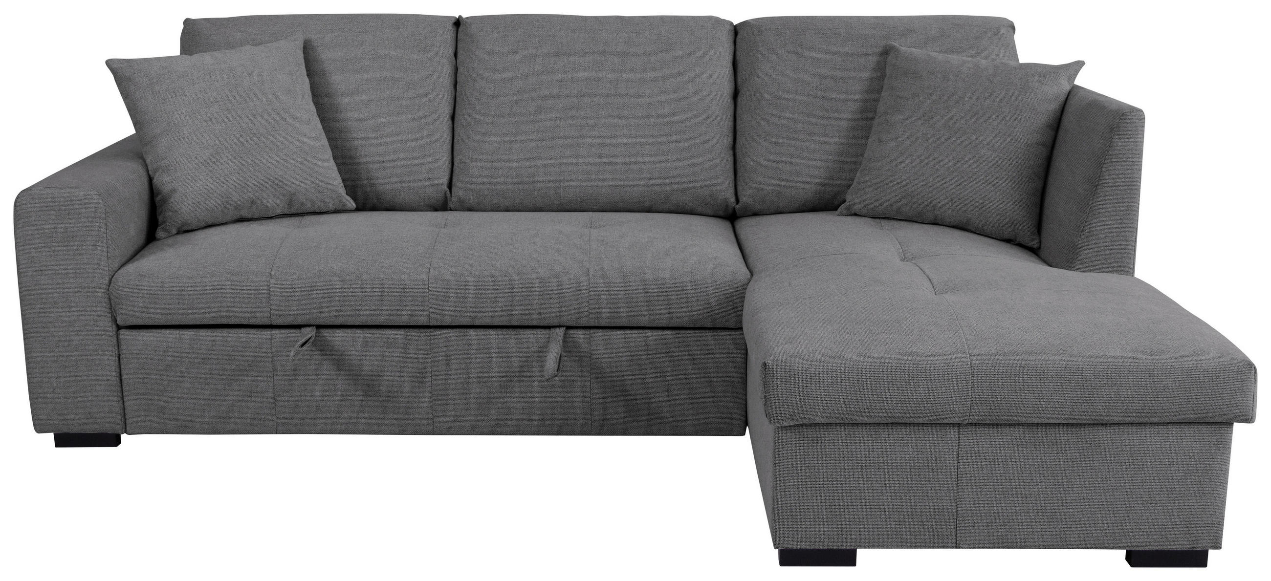 ECKSOFA LUKAS Grau Struktur Zierkissen, Bettkasten  - Grau, Trend, Textil (239/158cm) - P & B