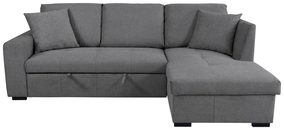 ECKSOFA LUKAS Grau Struktur Zierkissen, Bettkasten  - Grau, Trend, Textil (239/158cm) - P & B