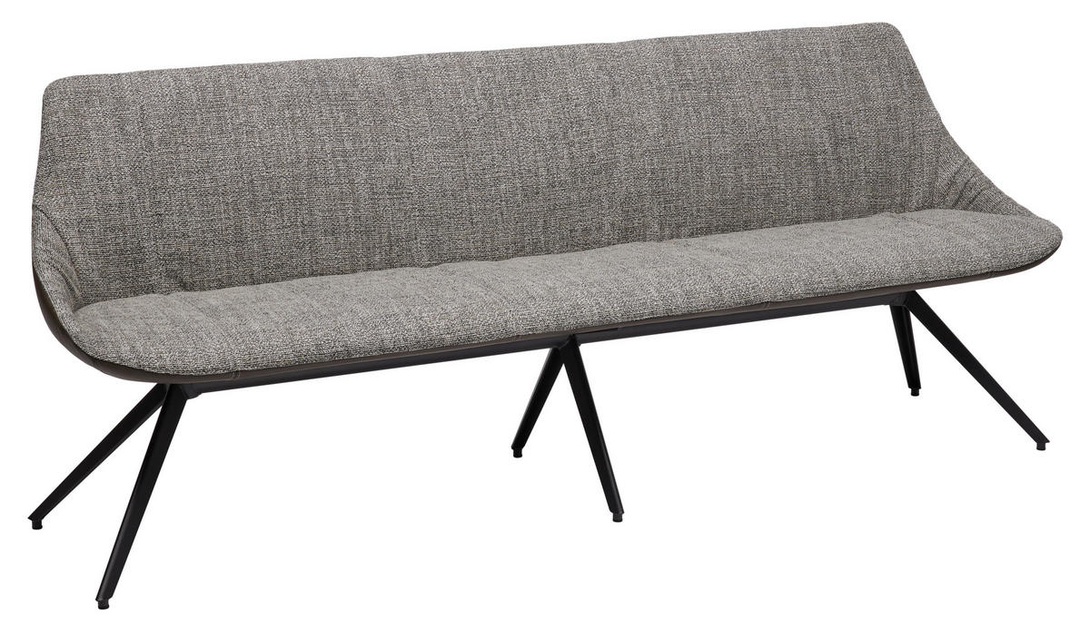 SITZBANK in Metall, Textil, Leder Grau  - Anthrazit/Grau, Design, Leder/Textil (215/88/62cm) - Bert Plantagie