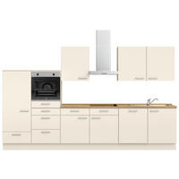 KÜCHENLEERBLOCK 360 cm   in Eichefarben, Magnolie  - Edelstahlfarben/Eichefarben, MODERN, Holzwerkstoff/Metall (360cm) - Nobilia