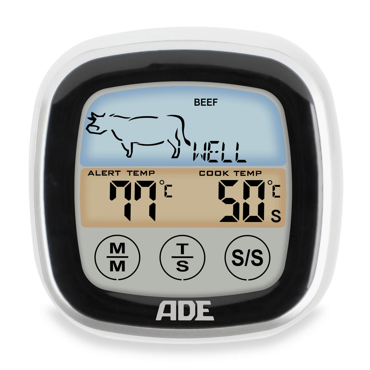 BRATENTHERMOMETER  - Schwarz/Grau, Basics, Kunststoff (7,7/7,7/2,7cm)