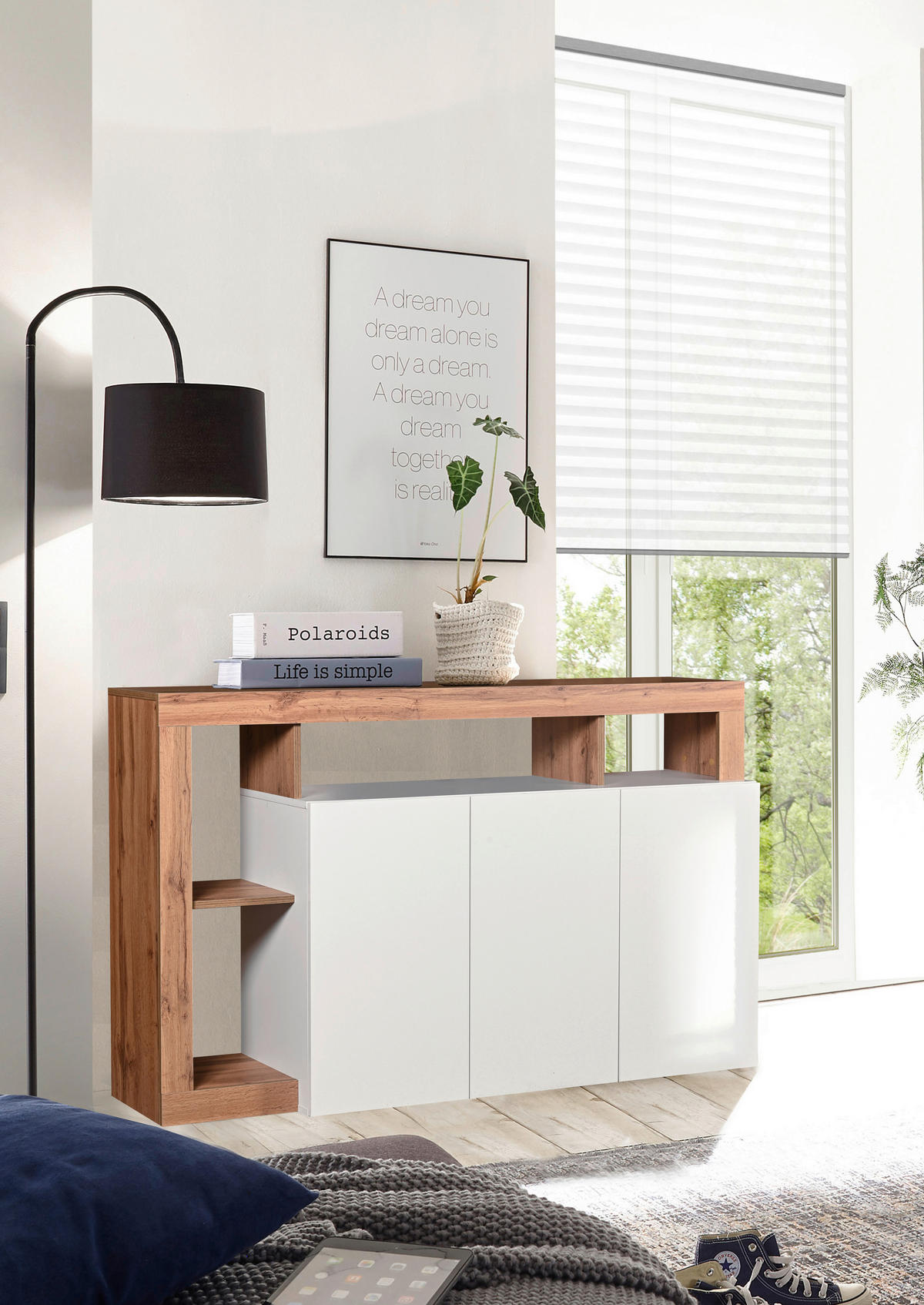 COMODĂ 146/93/42 cm  - alb/alb lucios intens, Modern, material pe bază de lemn (146/93/42cm) - Carryhome