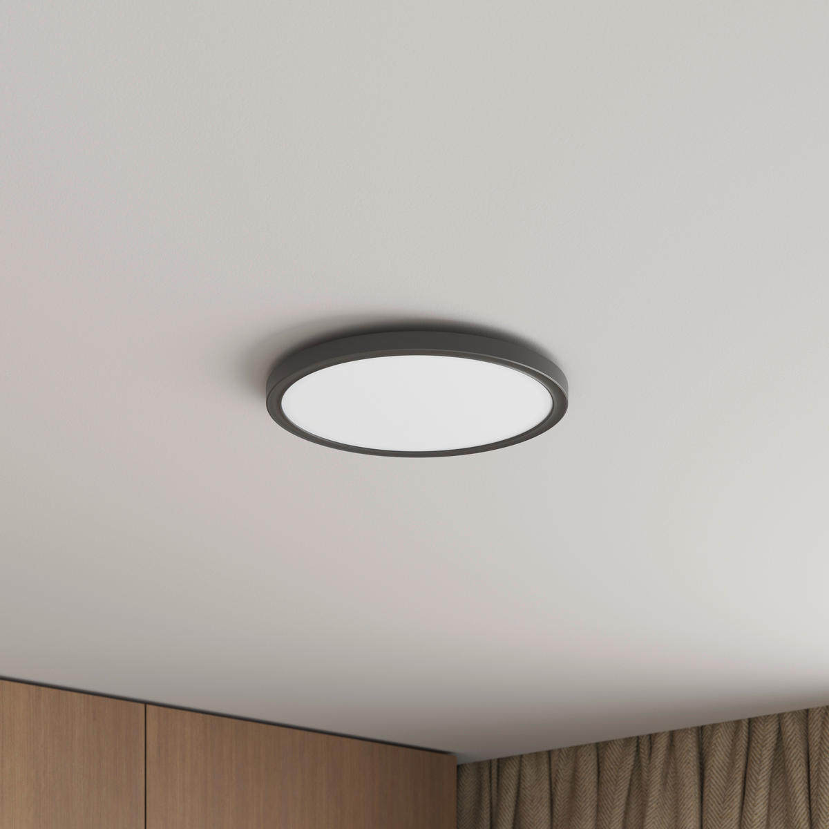 LED-DECKENLEUCHTE Giga 29,3/2,8 cm   - Schwarz, Basics, Kunststoff (29,3/2,8cm) - Novel