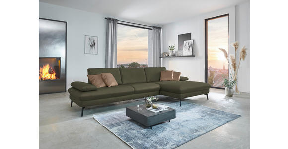 ECKSOFA in Echtleder Grau, Grün 325/157 cm - Schwarz/Grau, Design, Leder/Metall (325/157cm) - Dieter Knoll