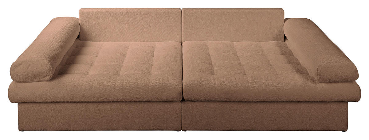 BIGSOFA in Teddystoff Hellbraun  - Hellbraun/Schwarz, Design, Kunststoff/Textil (284/94/148cm) - Livetastic