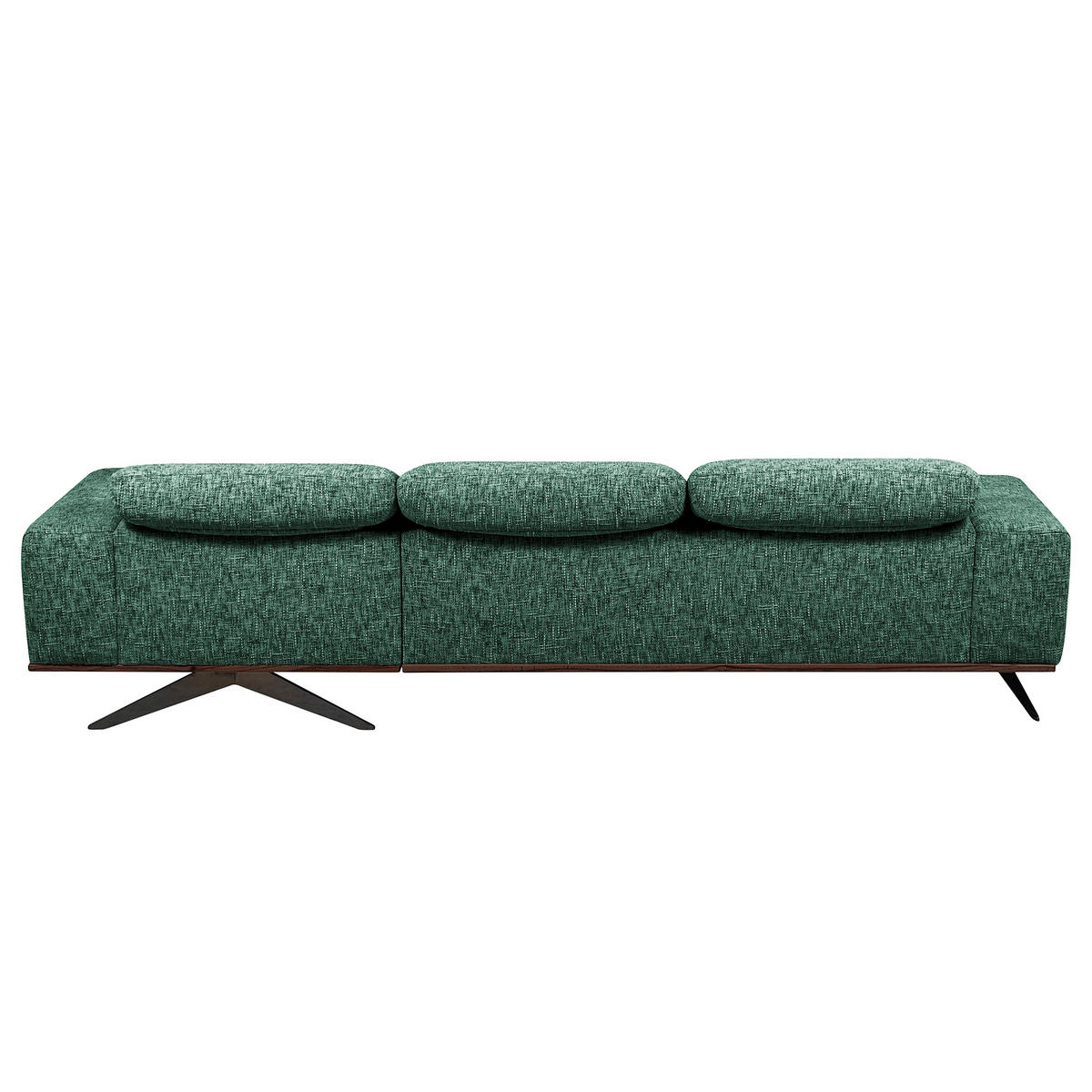 ECKSOFA PORTLAND Grün Struktur Kopfteilverstellung  - Dunkelbraun/Schwarz, Design, Holz/Textil (295/187cm) - Livetastic