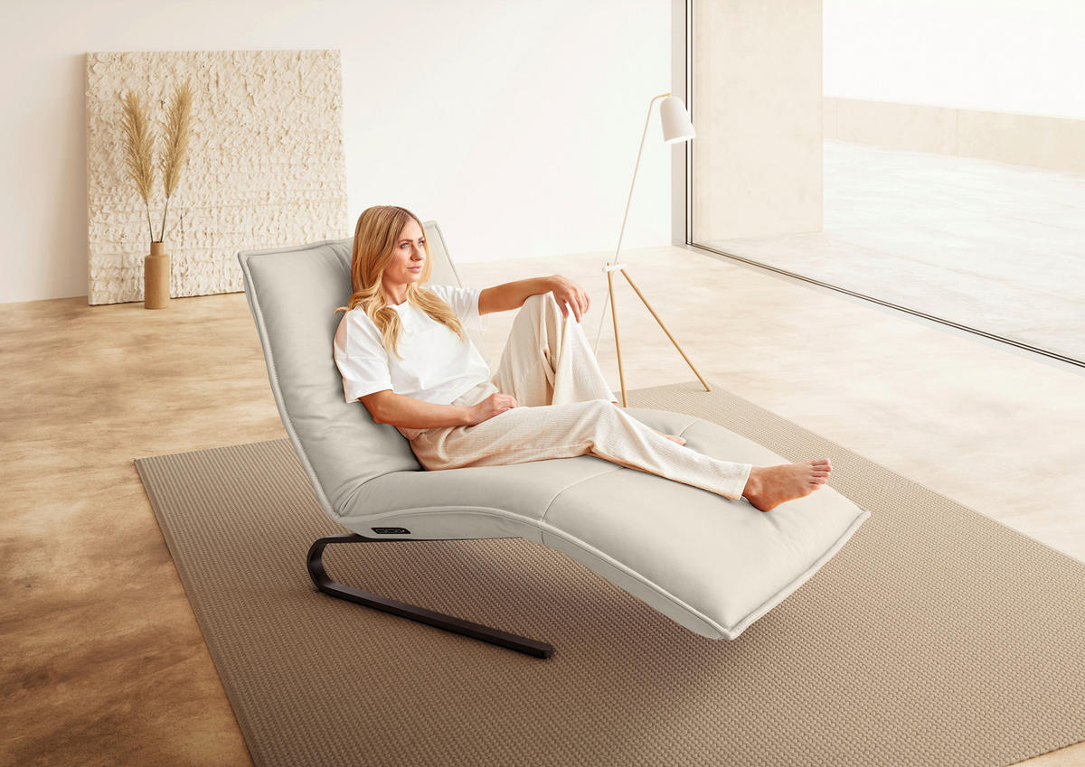 RELAXLIEGE Echtleder Beige  - Beige/Schwarz, Design, Leder/Metall (86/42-83/141-180cm) - Koinor