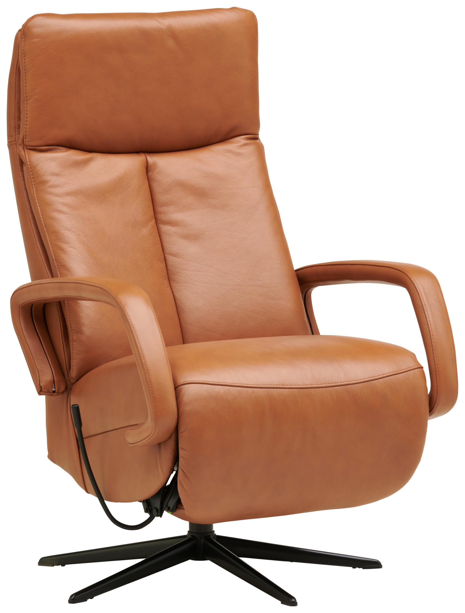 RELAXFÅTÖLJ i läder cognacfärgad  - cognacfärgad/svart, Design, metall/läder (68/106/88cm) - Livetastic