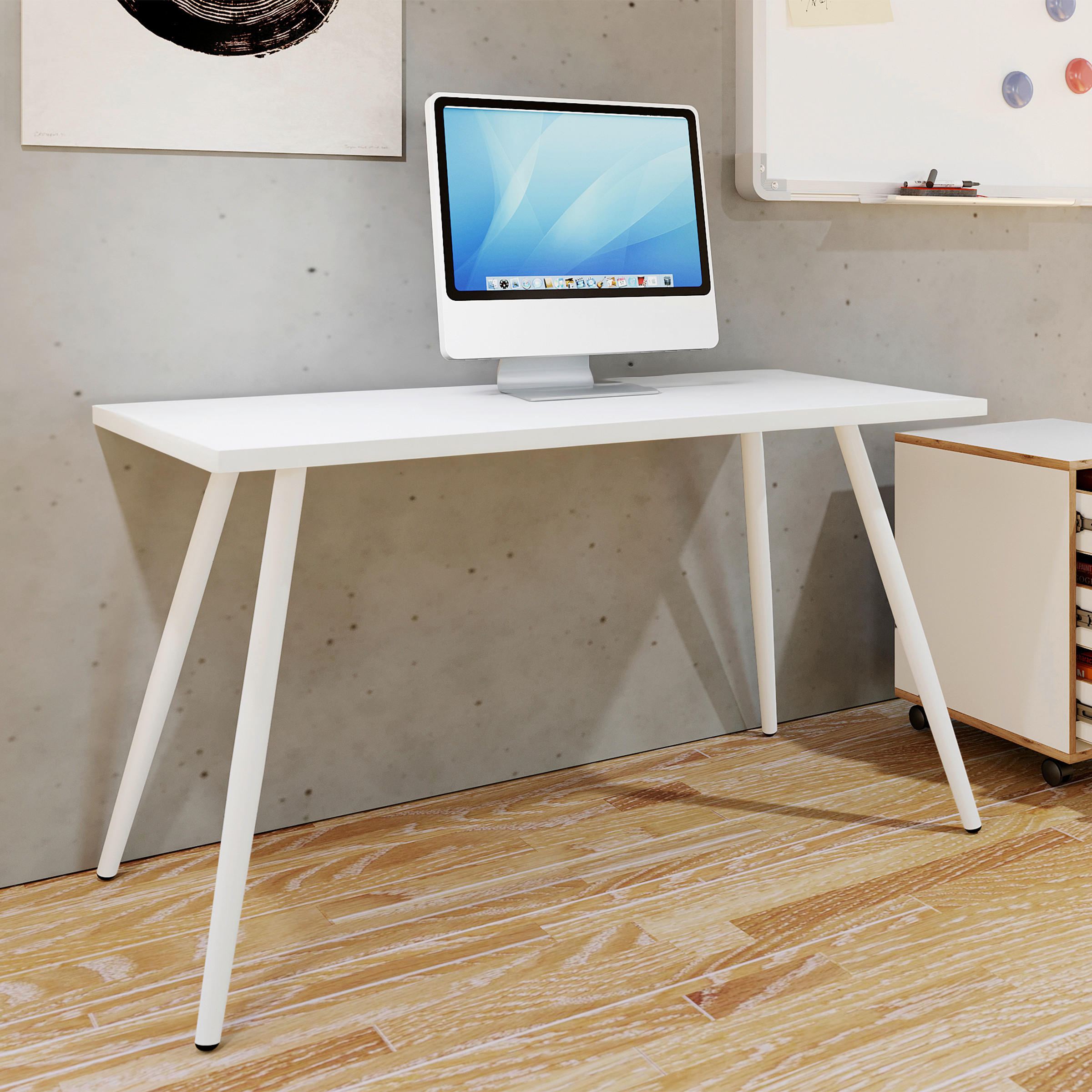 SCHREIBTISCH 80/70/50 cm  in Weiss  - Weiss, Modern, Holzwerkstoff/Metall (80/70/50cm) - MID.YOU