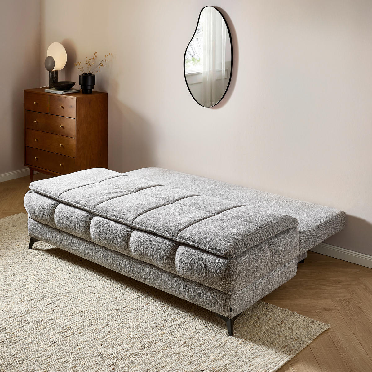 SCHLAFSOFA Flachgewebe Grau  - Schwarz/Grau, Design, Textil/Metall (197/95/92cm) - Stylife