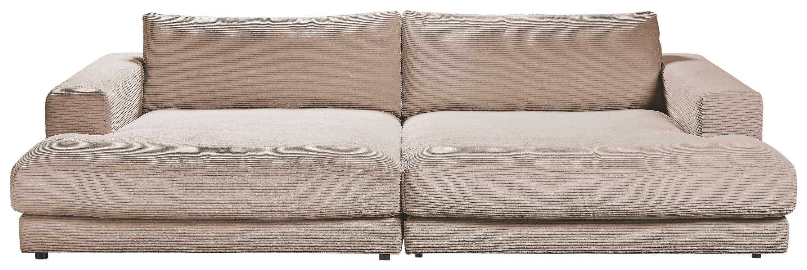 MEGASOFA Cord Taupe  - Taupe/Schwarz, Design, Kunststoff/Textil (290/86/170cm) - Pure Home Lifestyle