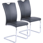 SCHWINGSTUHL-SET Lederlook Chromfarben, Grau - Chromfarben/Beige, Design, Textil/Metall (41/95/58cm) - Xora
