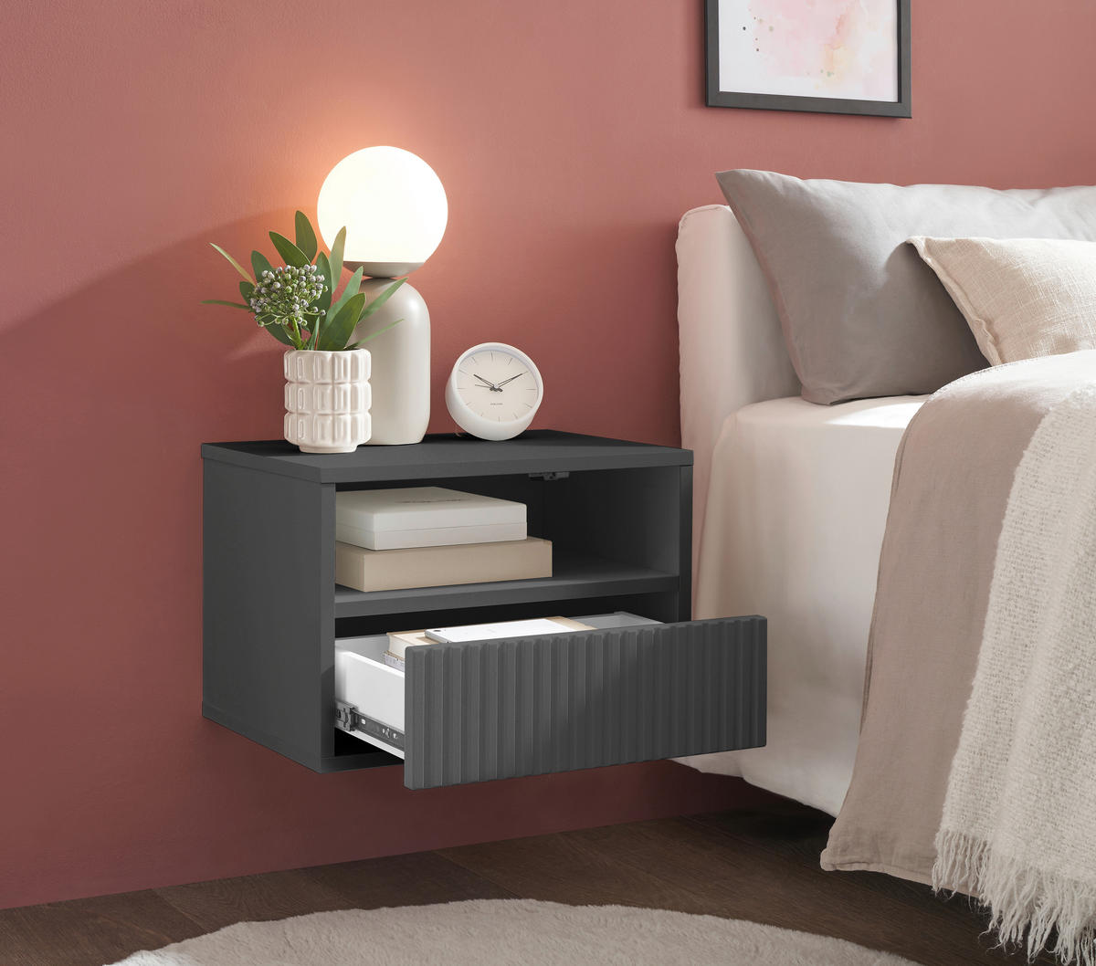 NACHTSCHRANK 46/31/32 cm  - Graphitfarben, KONVENTIONELL, Holzwerkstoff (46/31/32cm) - Boxxx