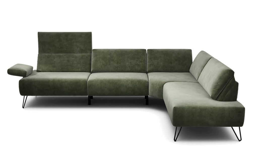 ECKSOFA Cosy Waldgrün Samt  - Waldgrün/Schwarz, Design, Textil/Metall (288-303/213cm) - SENSOO