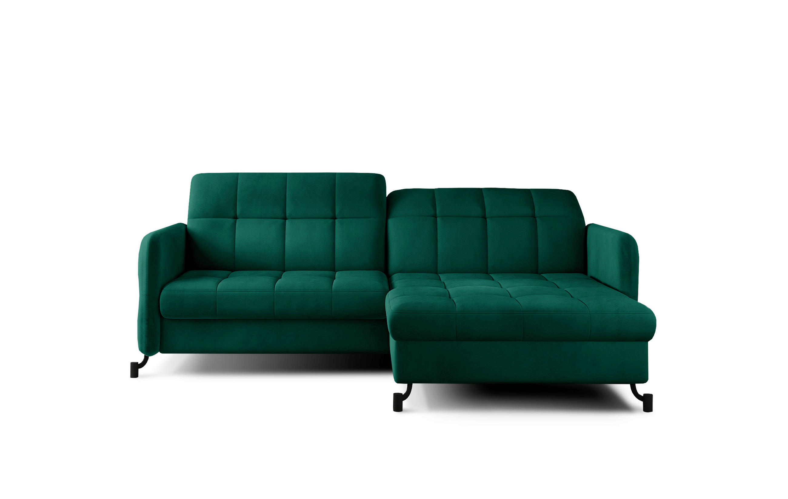 ECKSOFA Grün Samt  - Schwarz/Grün, Design, Textil/Metall (225/160cm) - MID.YOU