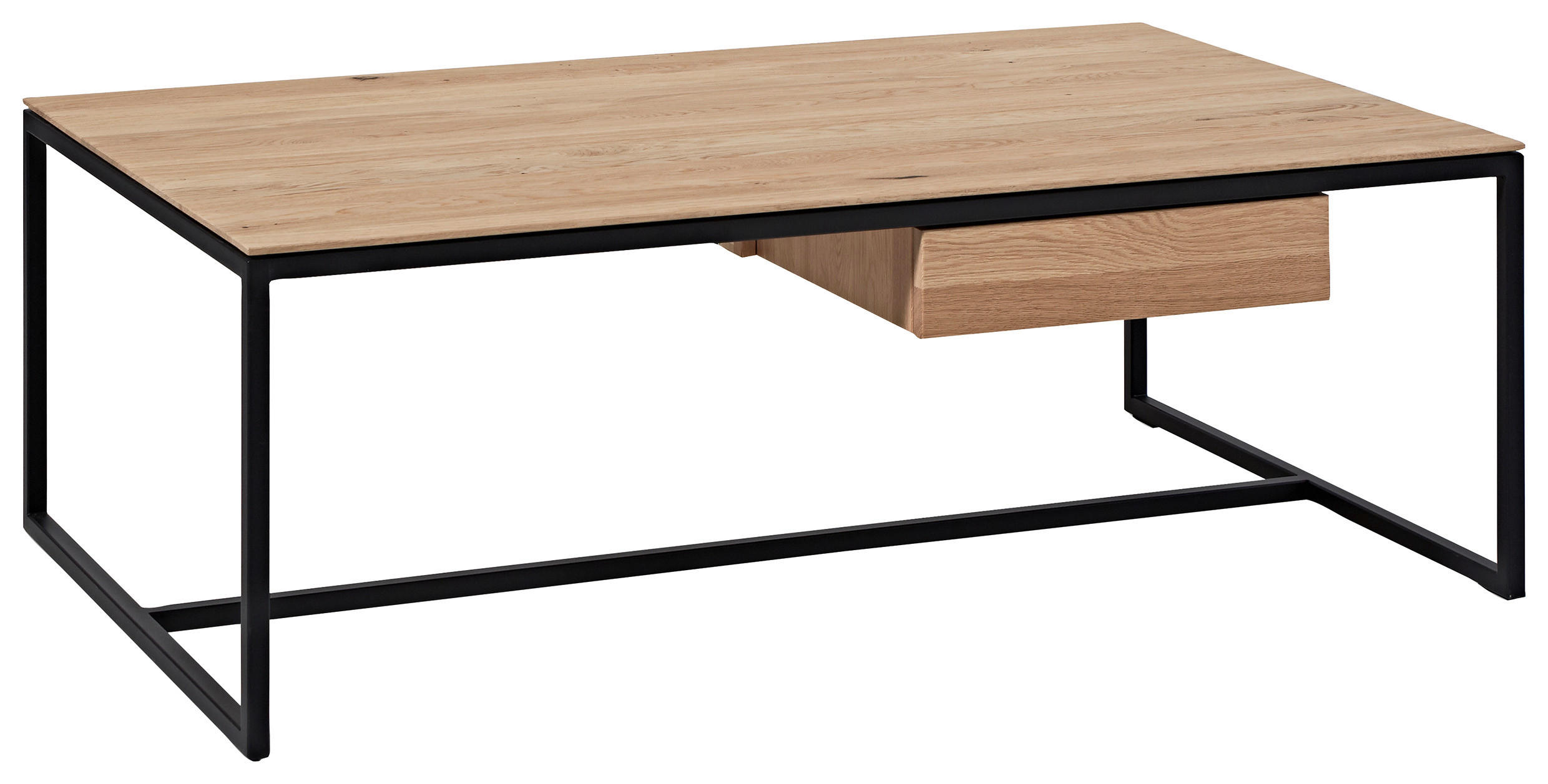COUCHTISCH in Holz, Metall 125/75/43 cm  - Wildeiche/Schwarz, Design, Holz/Metall (125/75/43cm) - Dieter Knoll