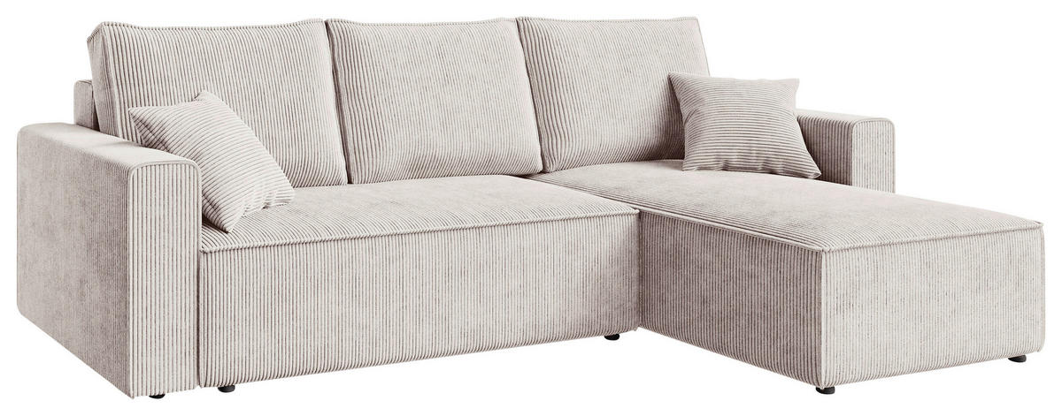 ECKSOFA Naturfarben Cord  - Schwarz/Naturfarben, KONVENTIONELL, Kunststoff/Textil (232/143cm) - Carryhome