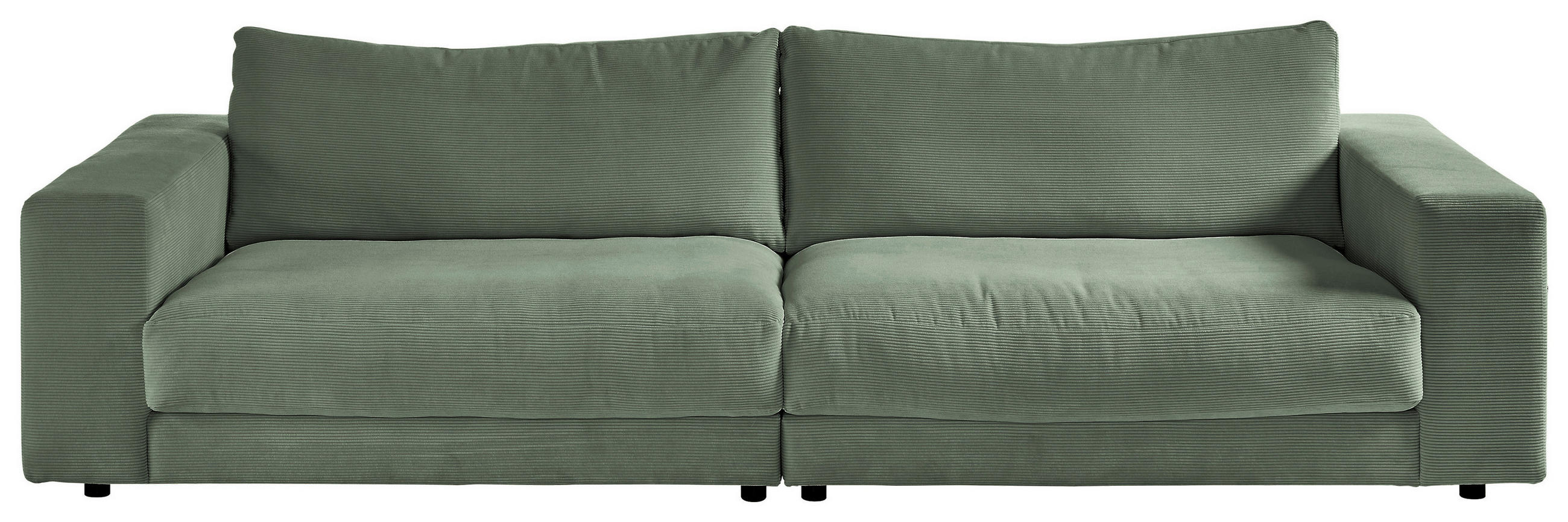 3-SITZER-SOFA in Feincord Olivgrün  - Schwarz/Olivgrün, Design, Kunststoff/Textil (290/86/127cm) - Lomoco