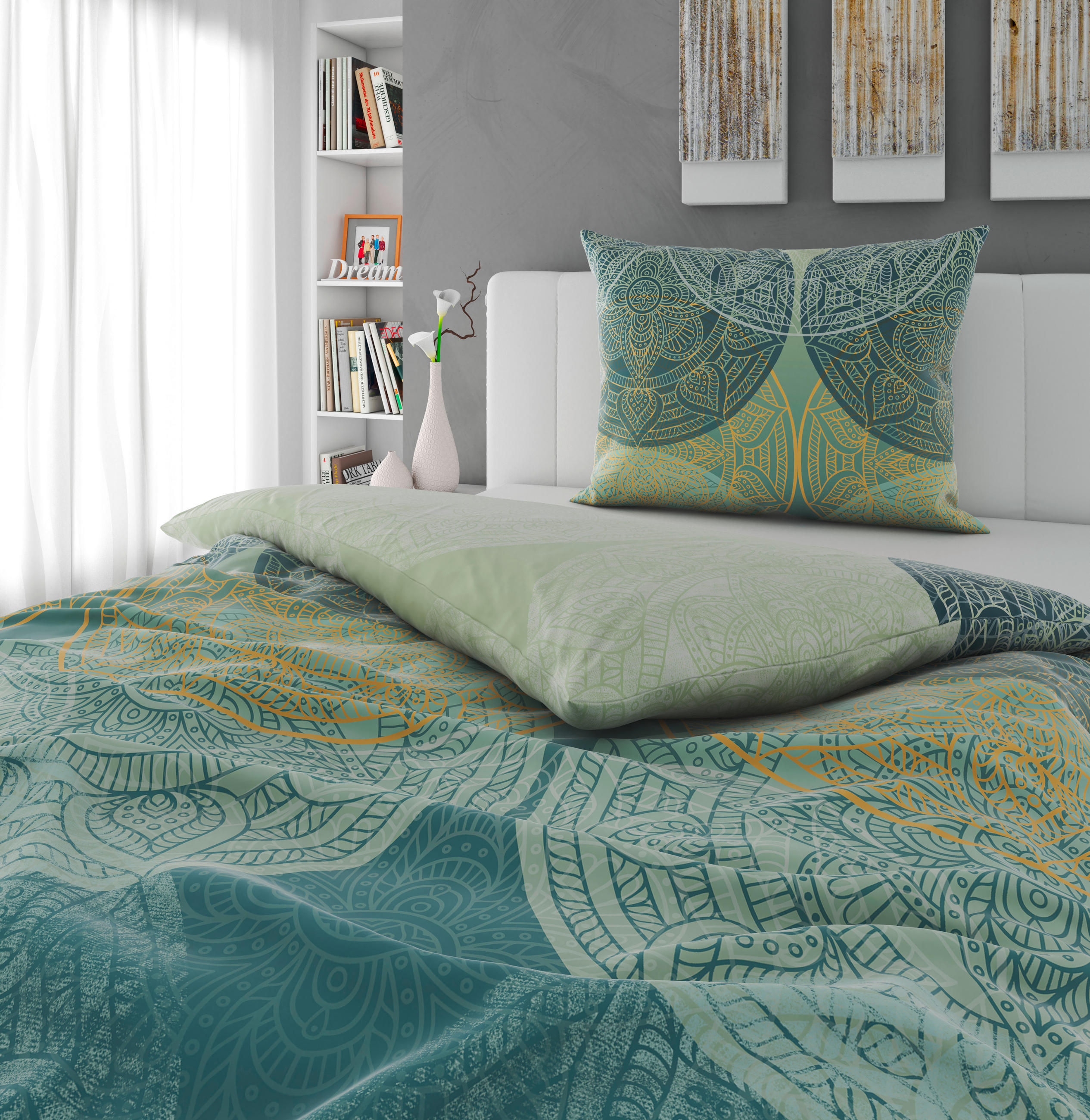 POVLEČENÍ, satén, zelená, 140/200 cm - zelená, Konvenční, textil (140/200cm) - Bio:Vio