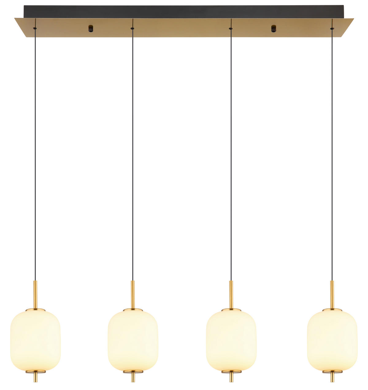 LED-HÄNGLAMPA Ewald 94,5/13,5/220 cm  - opal/mässingsfärgad, Klassisk, metall/glas (94,5/13,5/220cm) - Globo