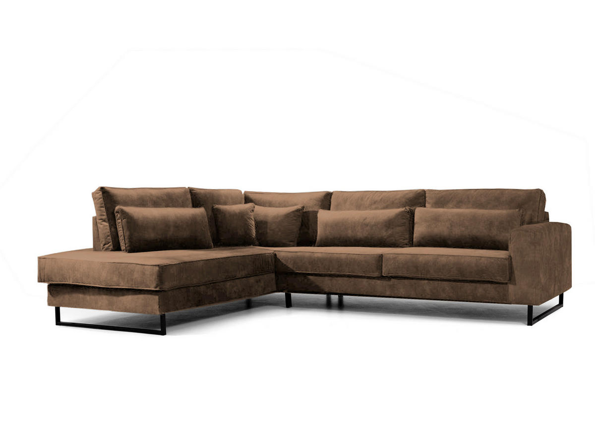 ROHOVÁ SEDAČKA, kompozitné drevo, textil, svetlohnedá - svetlohnedá/čierna, Konventionell, kov/kompozitné drevo (284/253cm) - Livetastic