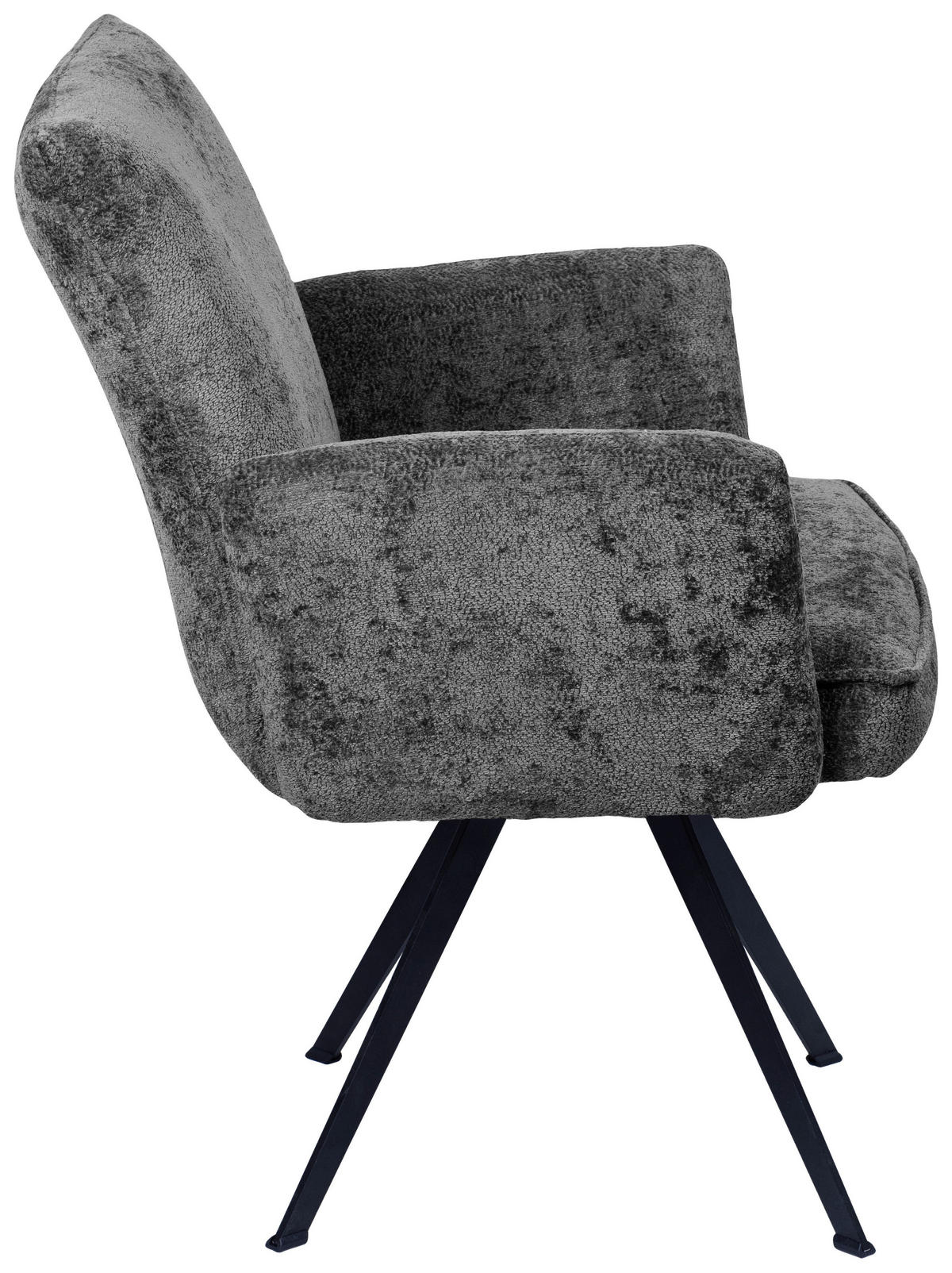 ARMLEHNSTUHL  in Eisen Teddystoff  - Dunkelgrau/Schwarz, Design, Textil/Metall (64/65/71cm) - Welnova