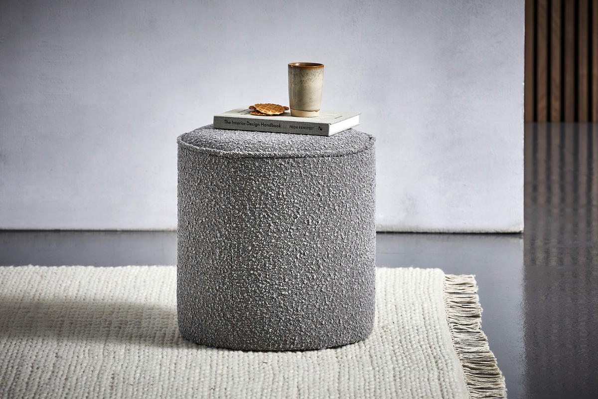 HOCKER Bouclé Graubraun  - Graubraun, Trend, Textil (40/40/40cm) - Xora