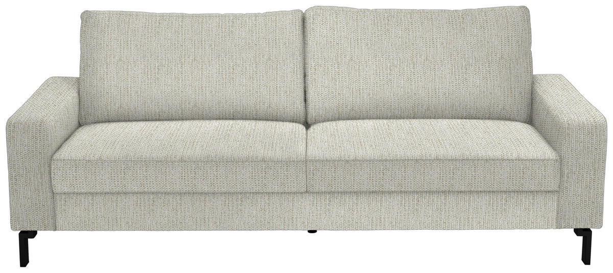 3-SITZER-SOFA Flachgewebe Naturfarben  - Schwarz/Naturfarben, Design, Textil/Metall (218/86/97cm) - Hom`in