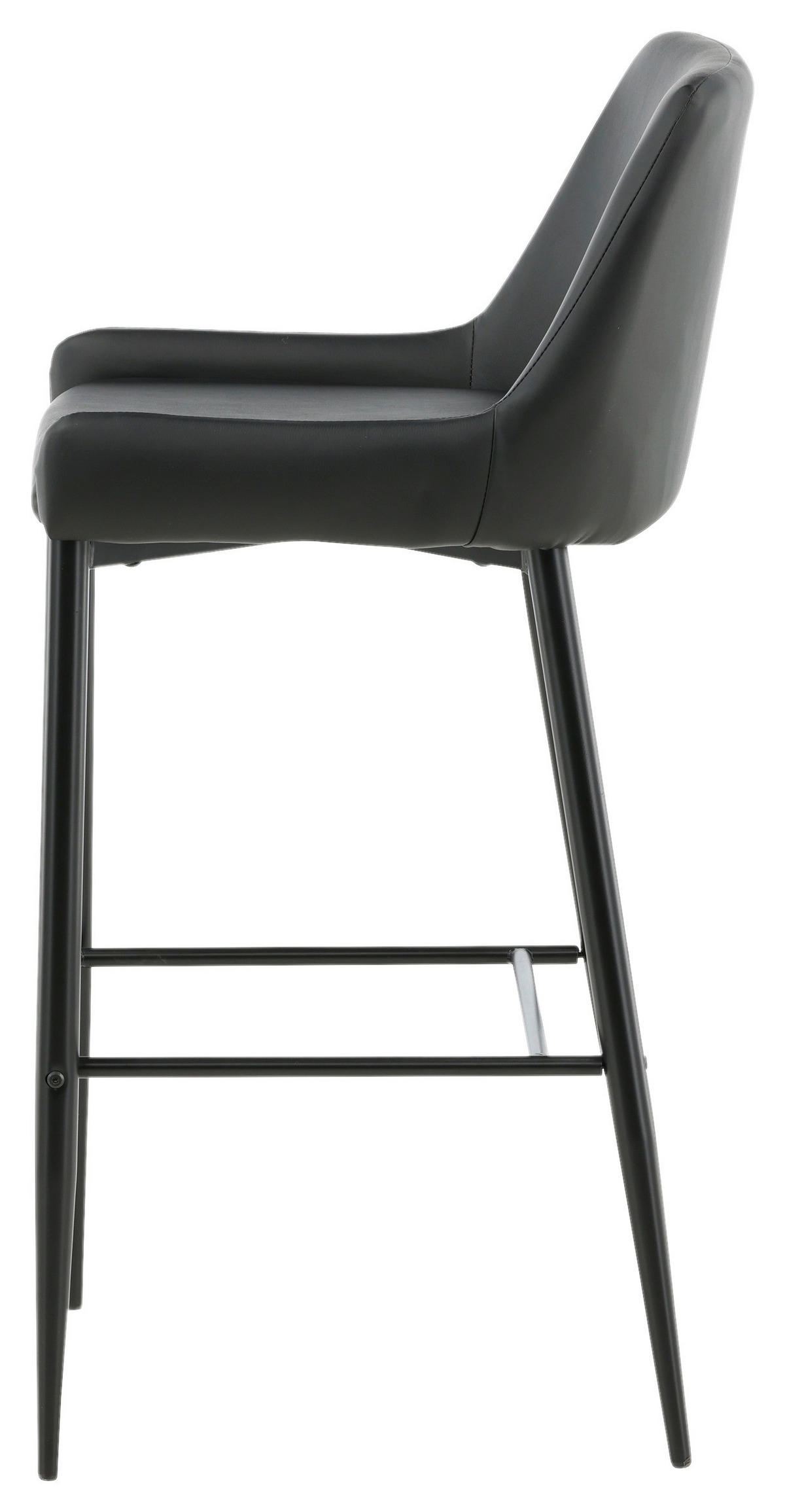 BARHOCKER-SET Lederlook (vegan) Schwarz Stahl abwischbar  - Schwarz, Design, Kunststoff/Textil (48/105/57cm) - Livetastic