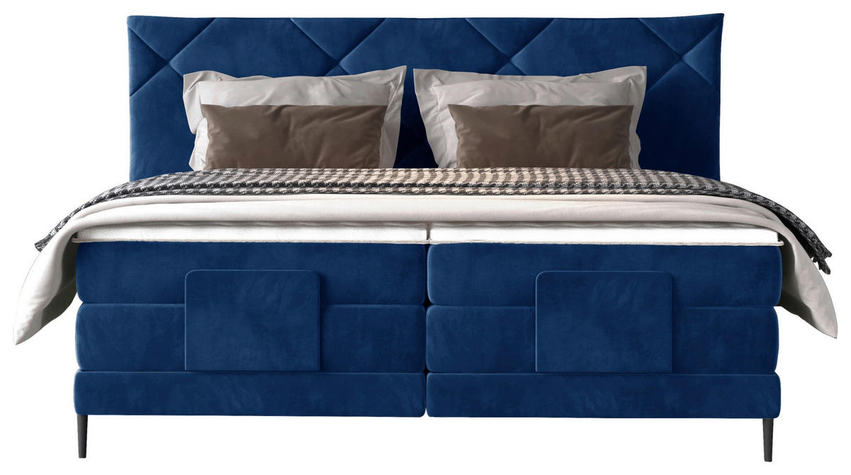 BOXSPRINGBETT 180/200 cm  in Dunkelblau  - Schwarz/Dunkelblau, Konventionell, Textil/Metall (180/200cm) - Esposa