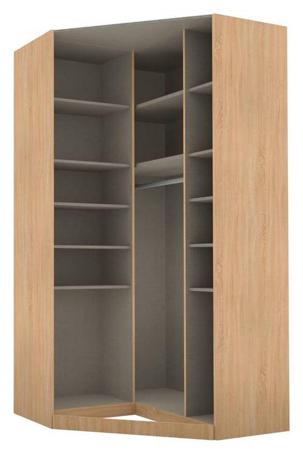 ECKKLEIDERSCHRANK 117/229/117 cm Sonoma Eiche  - Alufarben/Sonoma Eiche, MODERN, Holzwerkstoff (117/229/117cm) - Rauch Möbel