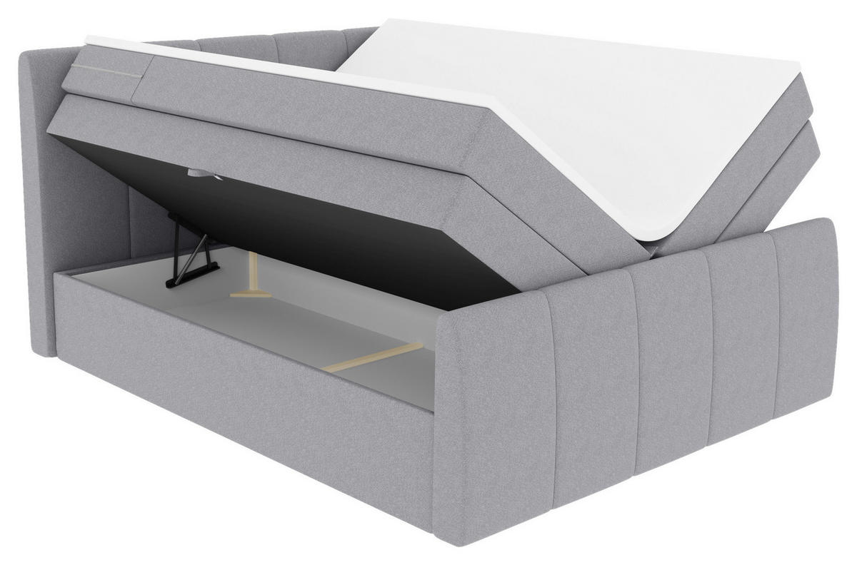 BOXSPRINGBETT 180/200 cm  in Hellgrau  - Hellgrau/Schwarz, Konventionell, Kunststoff/Textil (180/200cm) - Carryhome