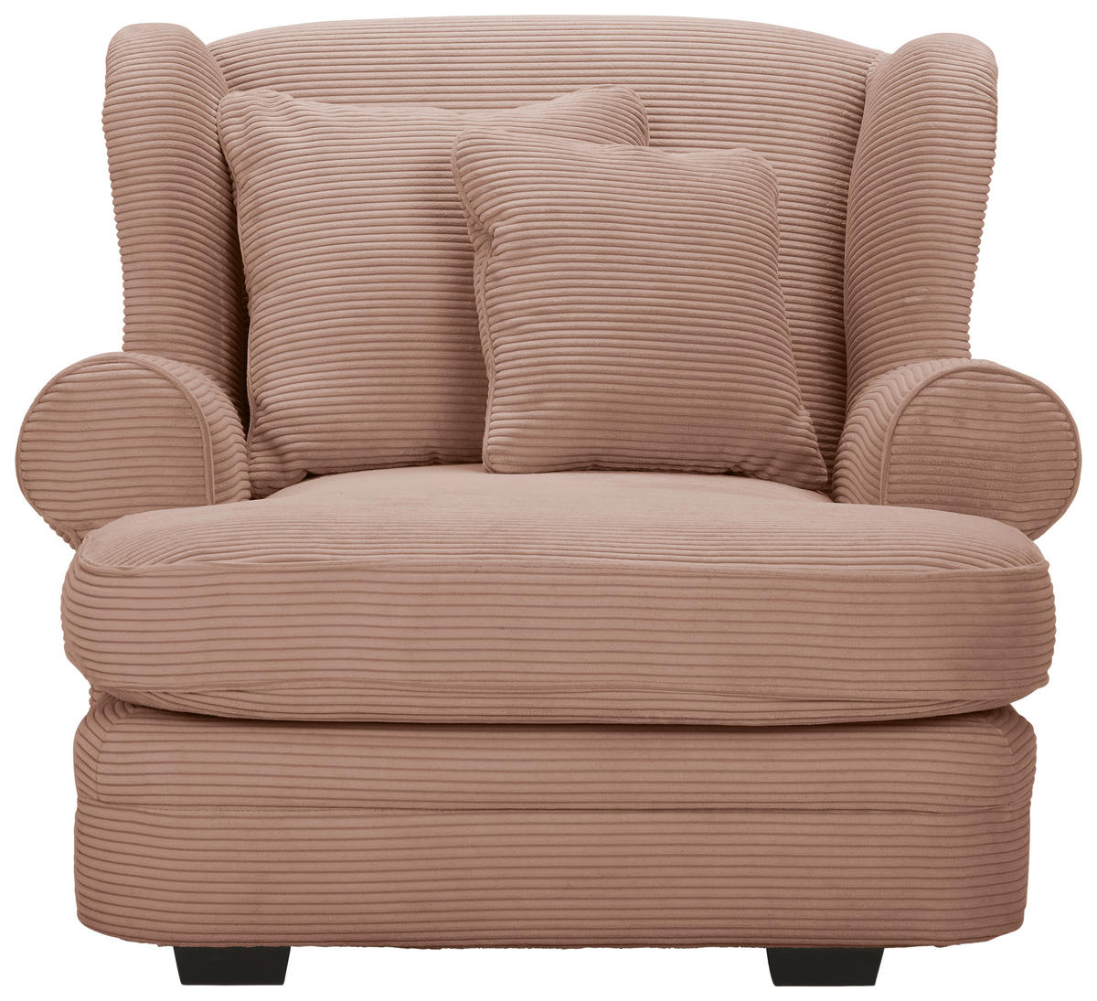 XXL-SESSEL Cord Rosa    - Beige/Dunkelbraun, Design, Holz/Textil (121/100/140cm) - Ambia Home