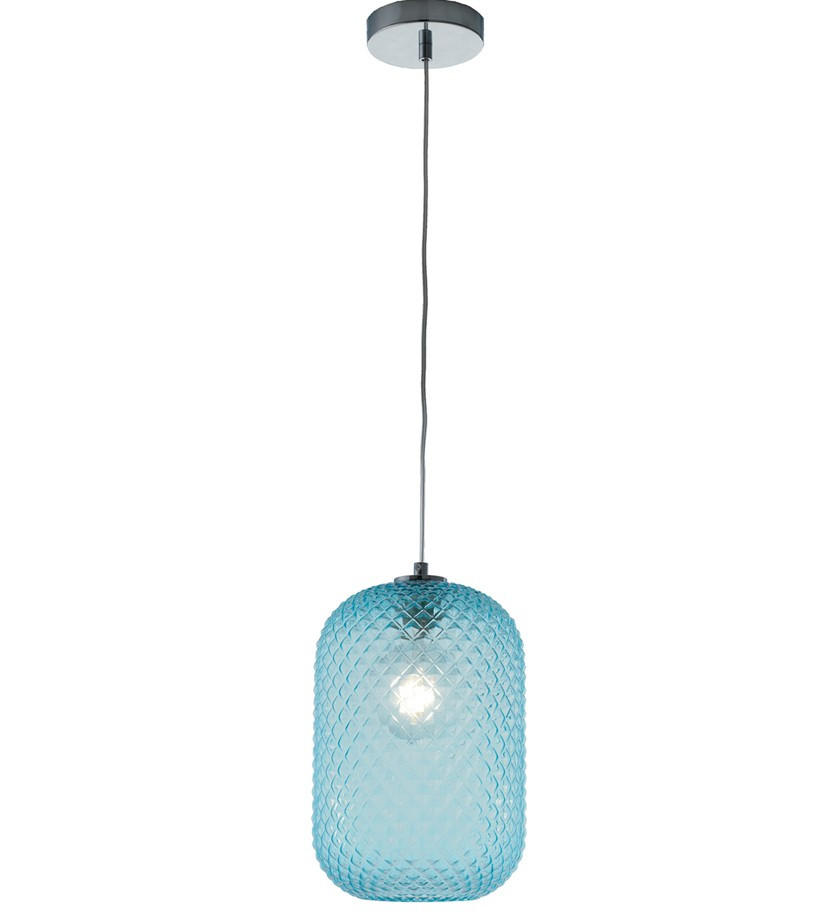 HÄNGELEUCHTE 20/150 cm  - Chromfarben/Hellblau, LIFESTYLE, Glas/Metall (20/150cm)