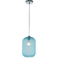 HÄNGELEUCHTE 20/150 cm  - Chromfarben/Hellblau, LIFESTYLE, Glas/Metall (20/150cm)