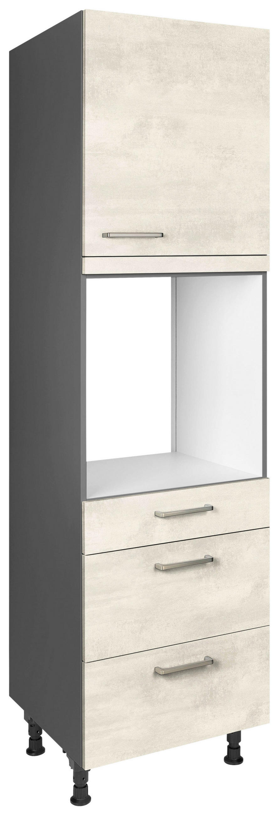 GERÄTEUMBAUSCHRANK 60/216,6/58 cm  in Weiß  - Schieferfarben/Edelstahlfarben, MODERN, Holzwerkstoff/Metall (60/216,6/58cm) - Nobilia