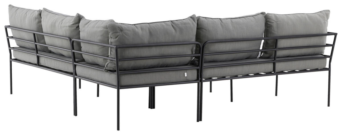 LOUNGEGARNITUR Akazie Stahl  - Schwarz/Grau, KONVENTIONELL, Holz/Metall - Gardenson