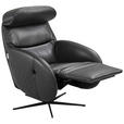 RELAXSESSEL Itala Echtleder Relaxfunktion, Kopfteilverstellung, Rücken echt    - Schwarz, Design, Leder (71/110/80cm) - Novel