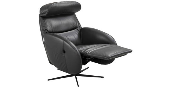 RELAXSESSEL Itala Echtleder Relaxfunktion, Kopfteilverstellung, Rücken echt    - Schwarz, Design, Leder (71/110/80cm) - Novel