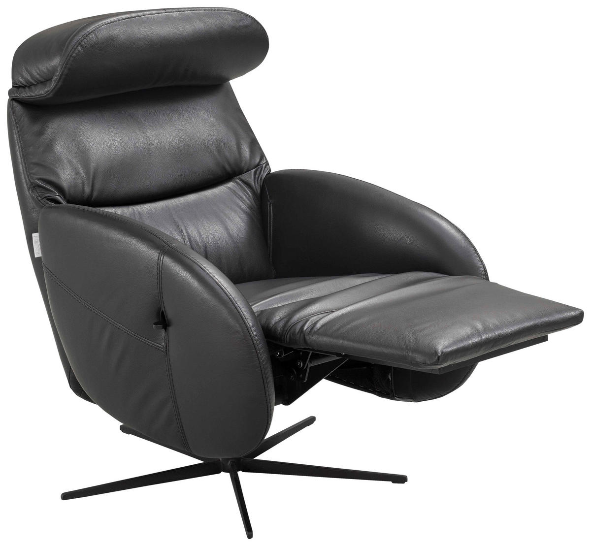 RELAXSESSEL Itala Echtleder Relaxfunktion, Kopfteilverstellung, Rücken echt    - Schwarz, Design, Leder (71/110/80cm) - Novel