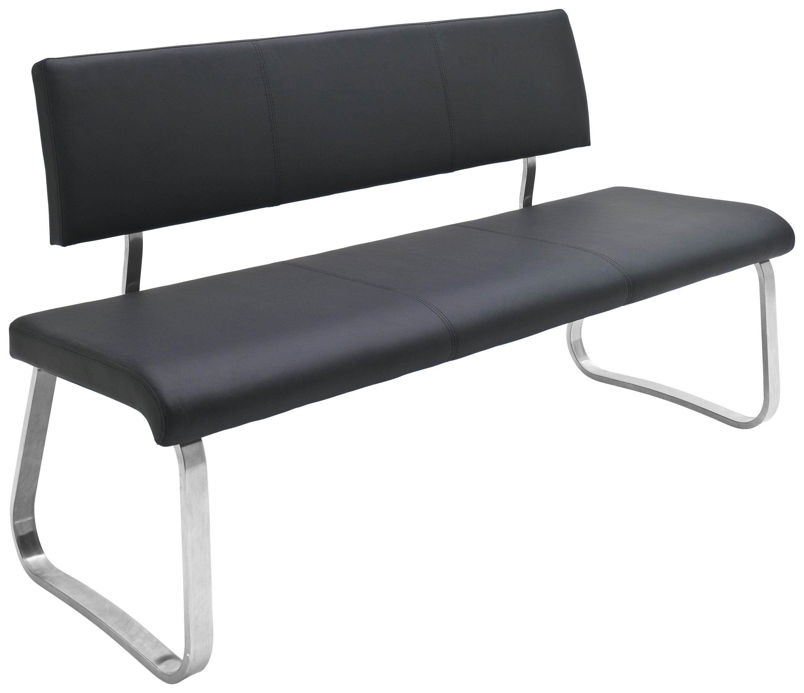 SEDACÍ LAVICE, černá, barvy nerez oceli - černá/barvy nerez oceli, Design, kov/kůže (155/86/59cm) - Livetastic