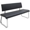 SITZBANK 175/86/59 cm Echtleder Schwarz, Edelstahlfarben  - Edelstahlfarben/Schwarz, Design, Leder/Metall (175/86/59cm) - Livetastic