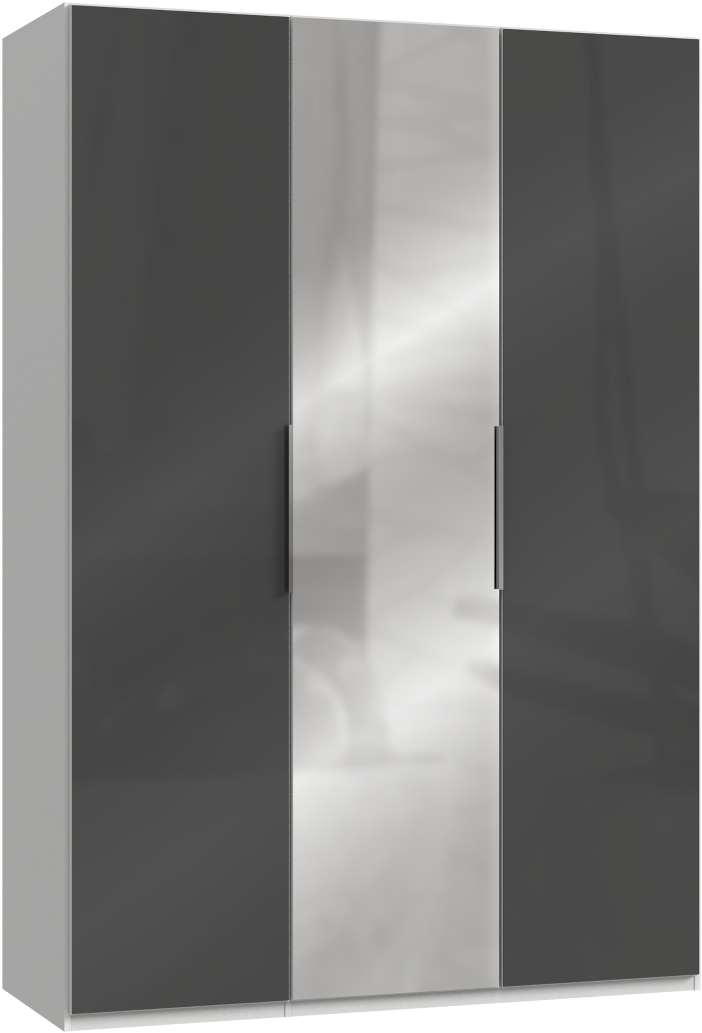 DREHTÜRENSCHRANK 3-türig Grau, Weiß  - Chromfarben/Weiß, MODERN, Holzwerkstoff/Metall (150/216/58cm) - MID.YOU