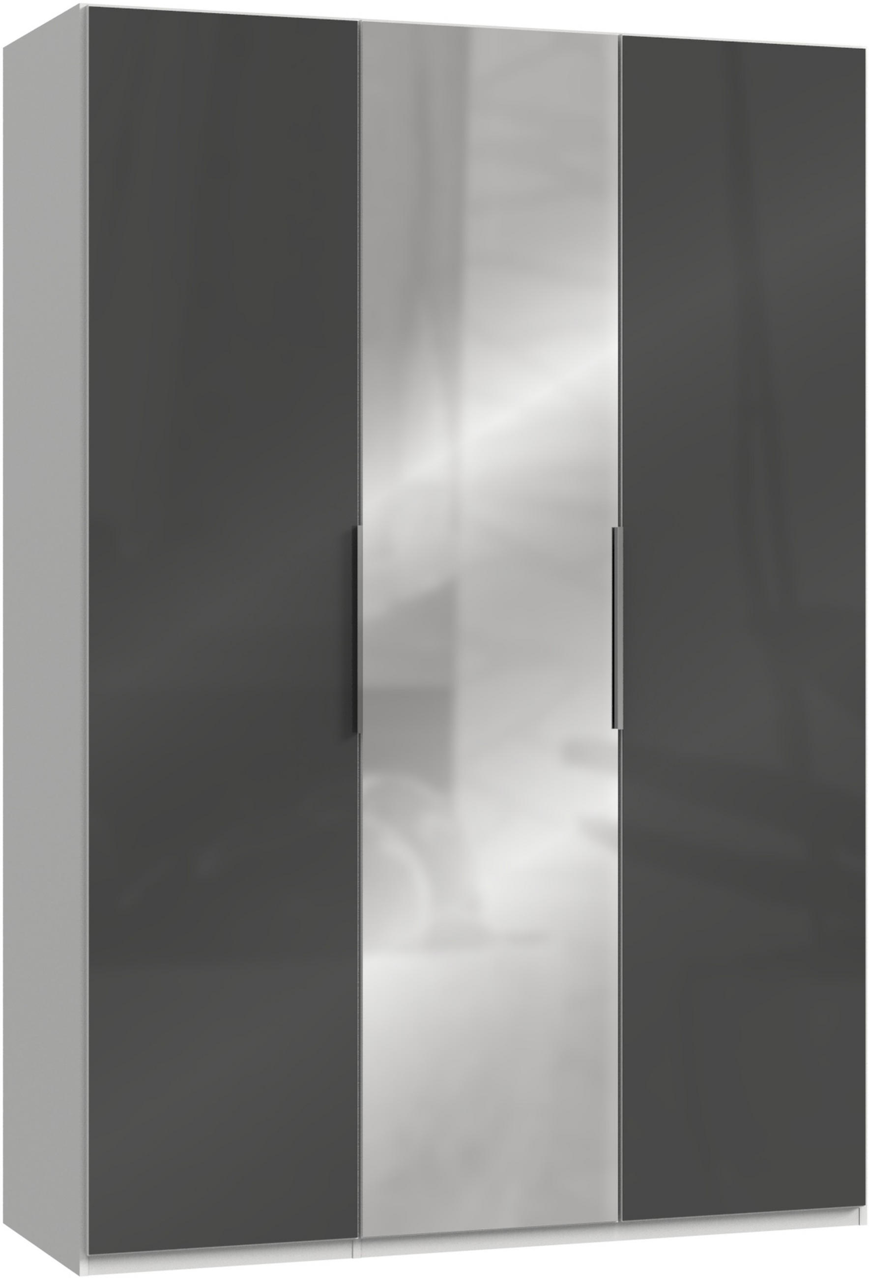 DREHTÜRENSCHRANK in Grau, Weiss - Chromfarben/Weiss, Modern, Glas/Holzwerkstoff (150/216/58cm) - MID.YOU