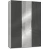 DREHTÜRENSCHRANK in Grau, Weiss  - Chromfarben/Weiss, Modern, Glas/Holzwerkstoff (150/216/58cm) - MID.YOU