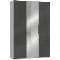 DREHTÜRENSCHRANK in Grau, Weiss  - Chromfarben/Weiss, Modern, Glas/Holzwerkstoff (150/216/58cm) - MID.YOU
