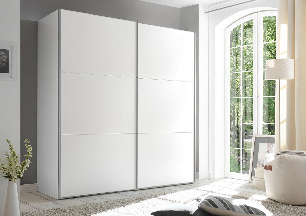 SCHWEBETÜRENSCHRANK in Weiss  - Weiss/Alufarben, Modern (167/222/68cm) - MID.YOU