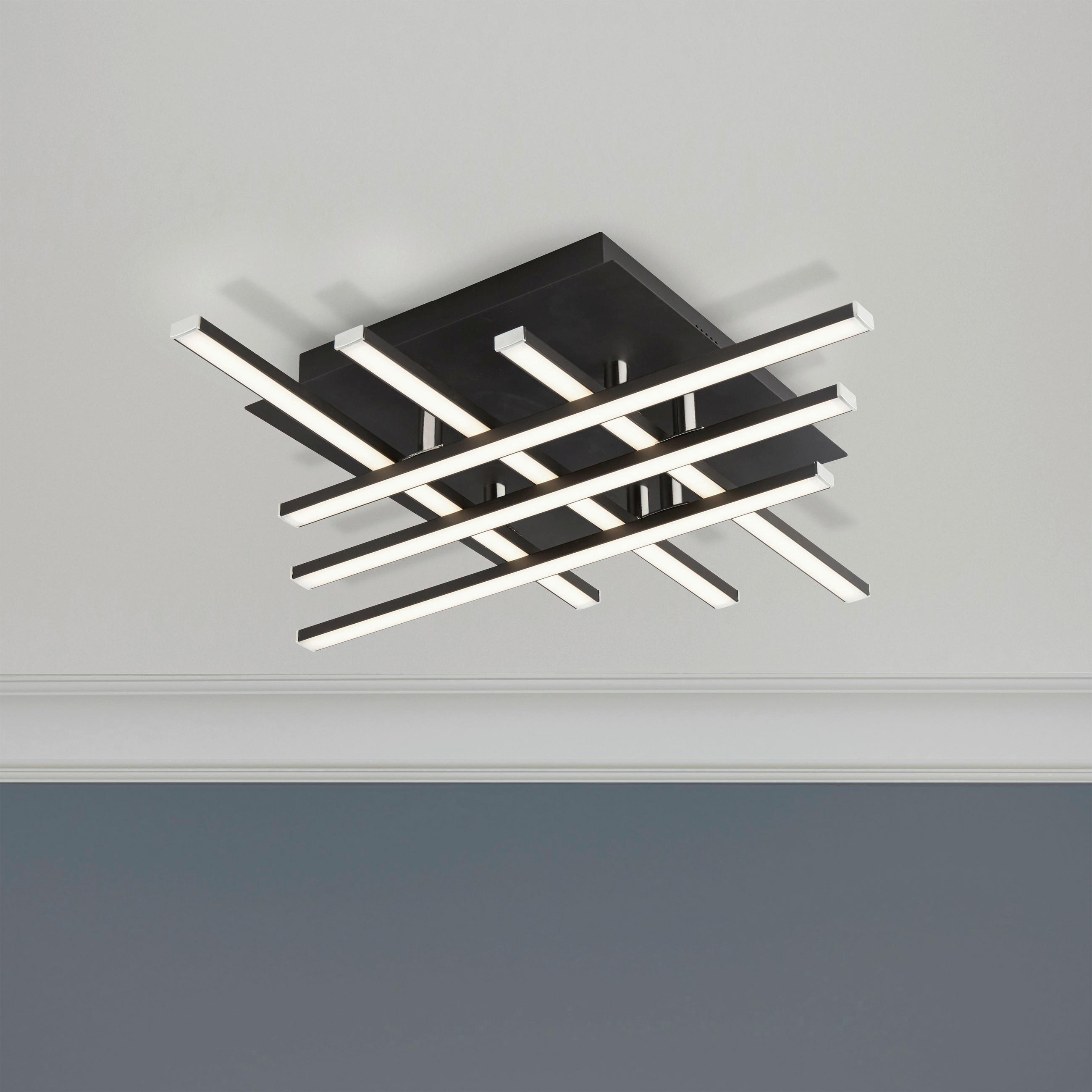 LED-TAKLAMPA Matrix 45,5/45,5/8,5 cm  - vit/kromfärg, Modern, metall/plast (45,5/45,5/8,5cm)